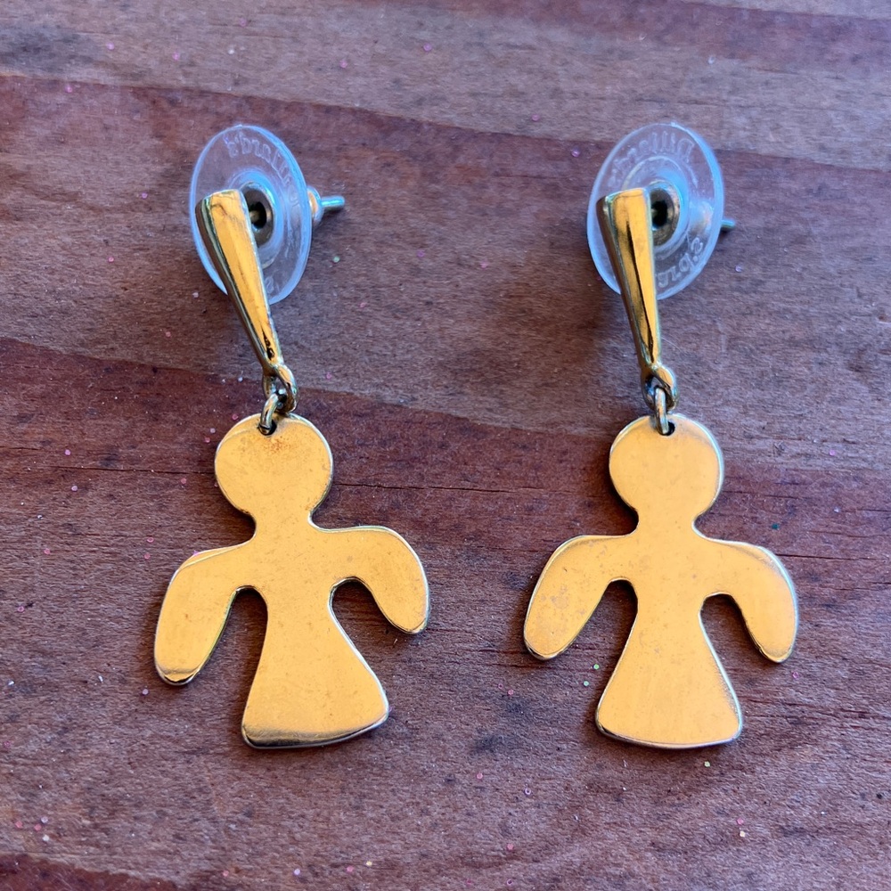MMA Museum of Modern Art Angel Earrings Gold Tone BR Minimalist Wings
